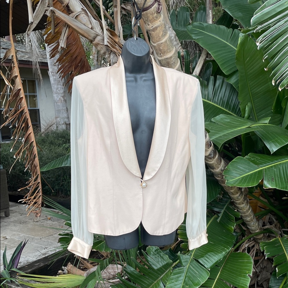 Vintage 80s JR power shoulder puff sleeve tuxedo jacket